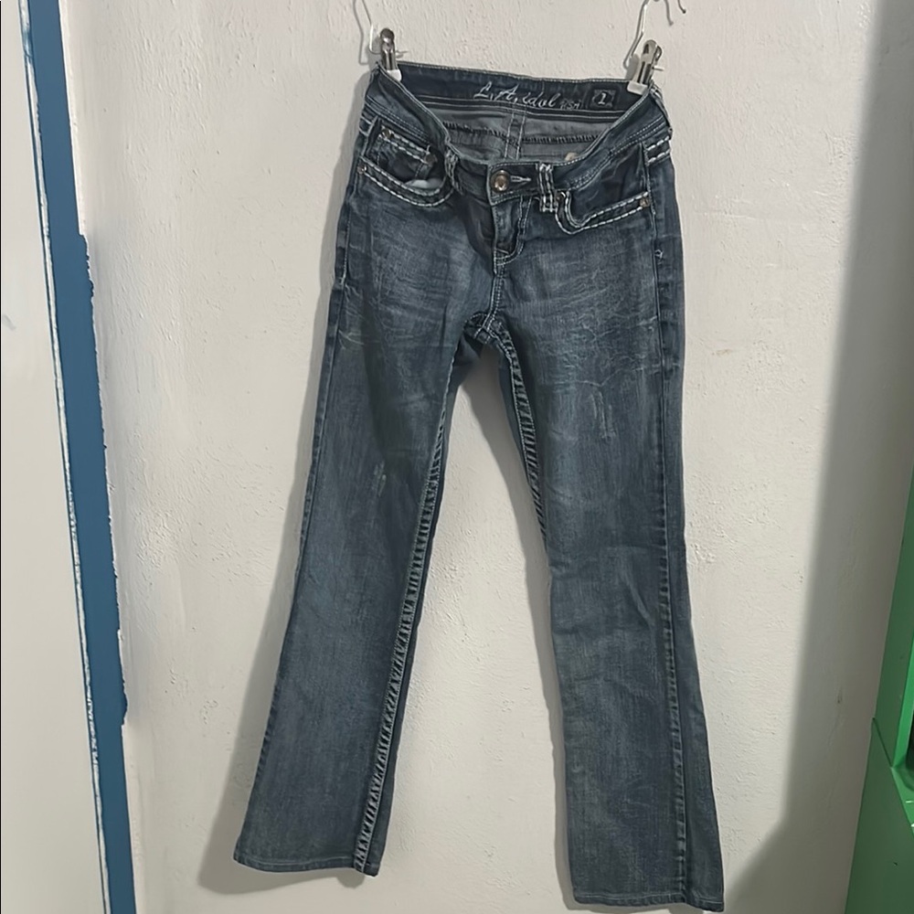 L.A. Idol Blue Flare Wide Leg Jeans
